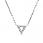 14K White Gold Diamond Triangle Necklace