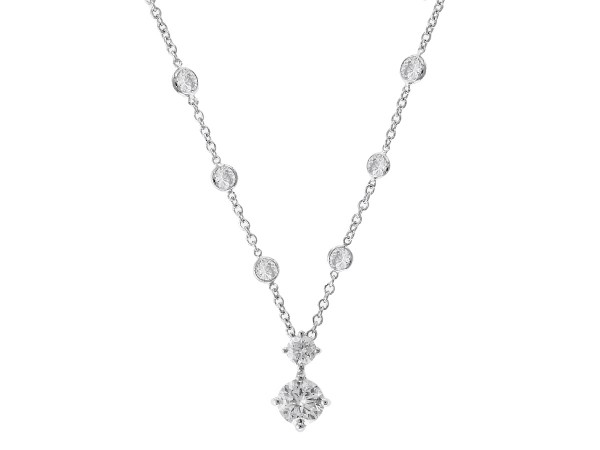 14K White Gold Diamond Drop Pendant