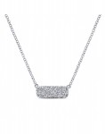 14K WHITE GOLD .20CTW PAVE BAR DIAMOND NECKLACE