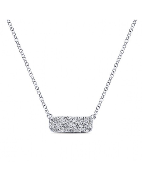 14K WHITE GOLD .20CTW PAVE BAR DIAMOND NECKLACE