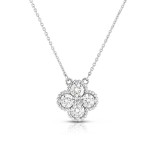14K White Gold Diamond Clover Pendant