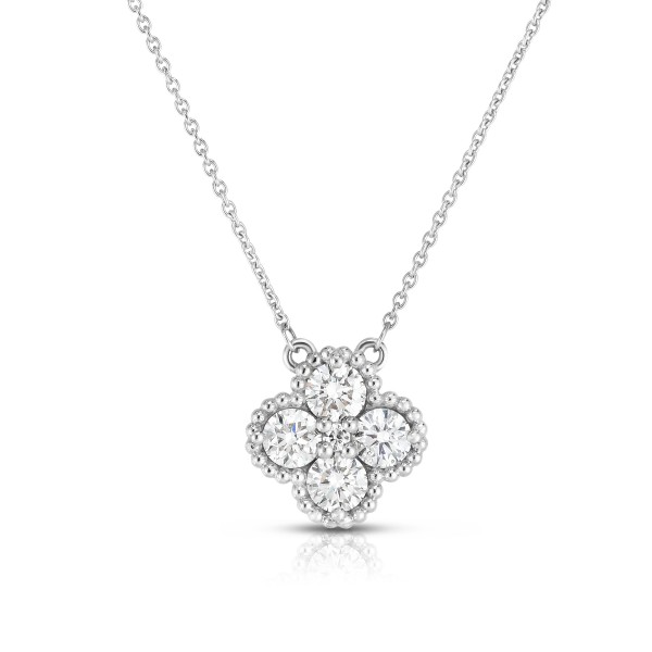 14K White Gold Diamond Clover Pendant