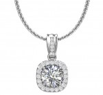 14K White Gold 0.30 Ct Round 0.15 Ctw Halo Diamond Pendant