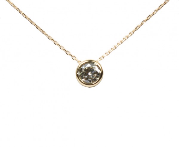 18K YELLOW GOLD .30CTW BEZEL SET DIAMOND NECKLACE WITH ADJUSTABLE CHAIN