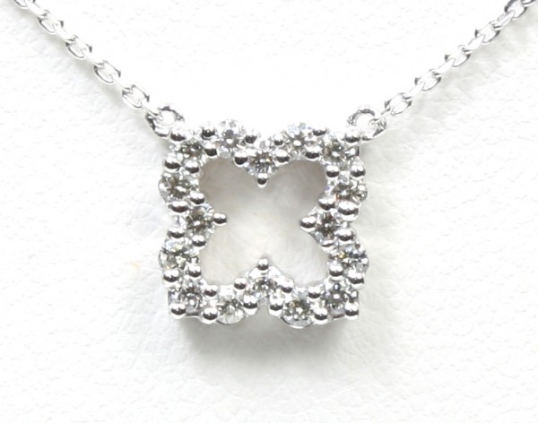 14K White Gold Quatrefoil Diamond Pendant