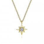 14K  YELLOW GOLD DIAMOND STAR PENDANT