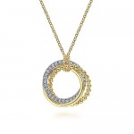 14K YELLOW GOLD TRIPLE CIRCLE INTERLOCKING DIAMOND PENDANT