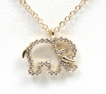 14K YELLOW GOLD DIAMOND ELEPHANT NECKLACE .09ctw
