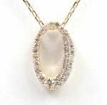 18K Yellow Gold Diamond Oval Pendant