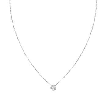 18K WHITE GOLD BEZEL SET DIAMOND SOLITAIRE PENDANT .22CT