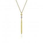 14K YELLOW GOLD DIAMOND PENDANT DROP NECKLACE