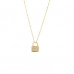 14K Yellow Gold .12Ctw Diamond Lock Necklace