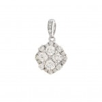 14K White Gold .47Ctw Diamond Cluster Necklace