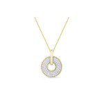 14K Yellow Gold Pave Diamond Circle Pendant .80Ctw