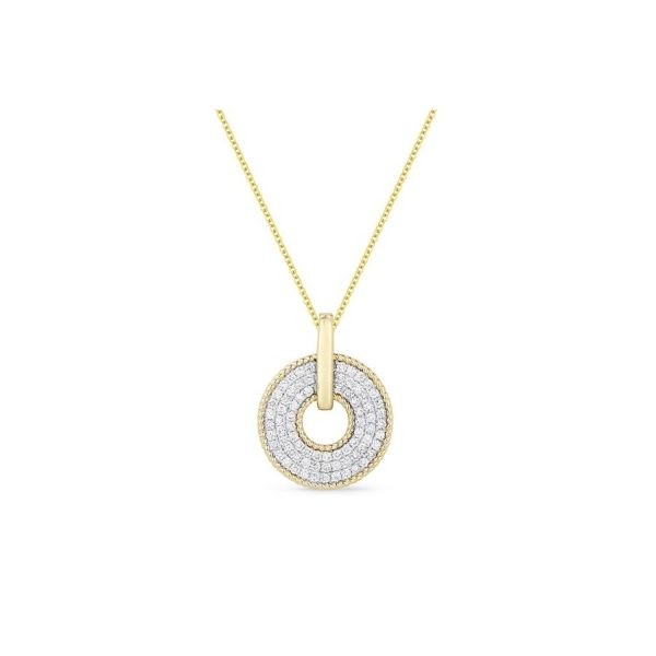 14K Yellow Gold Pave Diamond Circle Pendant .80Ctw