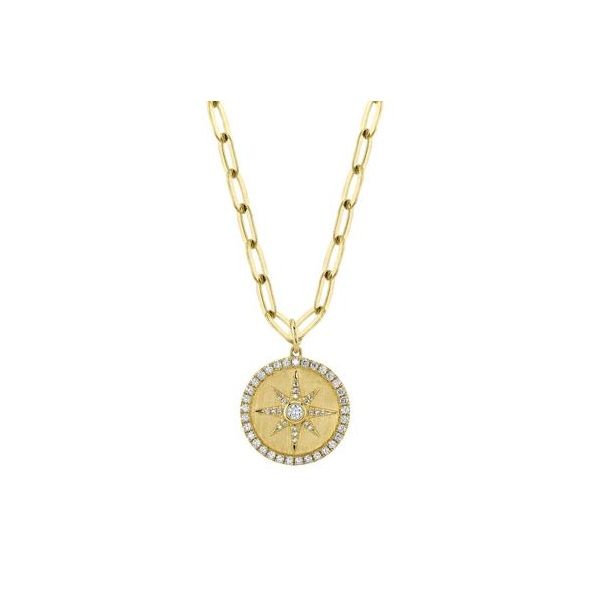 14K YELLOW GOLD DIAMOND STAR PAPERCLIP LINK NECKLACE