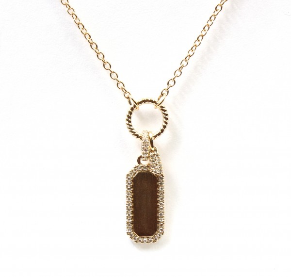 14K Yellow Gold .13Ctw Diamond Dog Tag Pendant