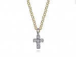 14K TWO TONE DIAMOND CROSS PENDANT