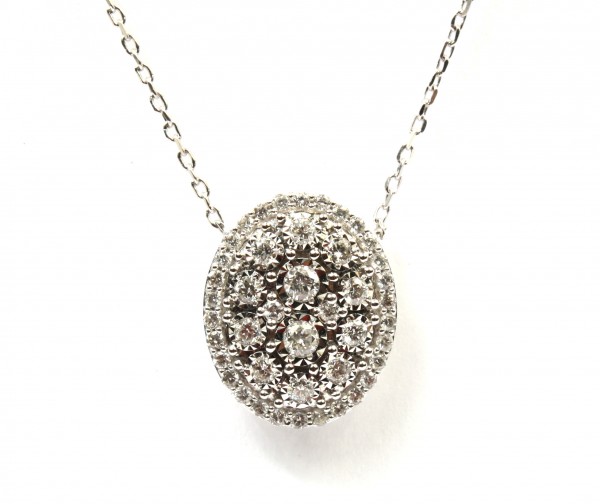 14K WHITE GOLD DIAMOND CLUSTER PENDANT