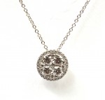 14K WHITE GOLD DIAMOND ROUND CLUSTER PENDANT