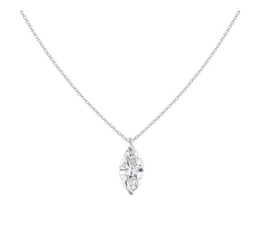 18K WHITE GOLD DIAMOND MARQUISE PENDANT .33CT