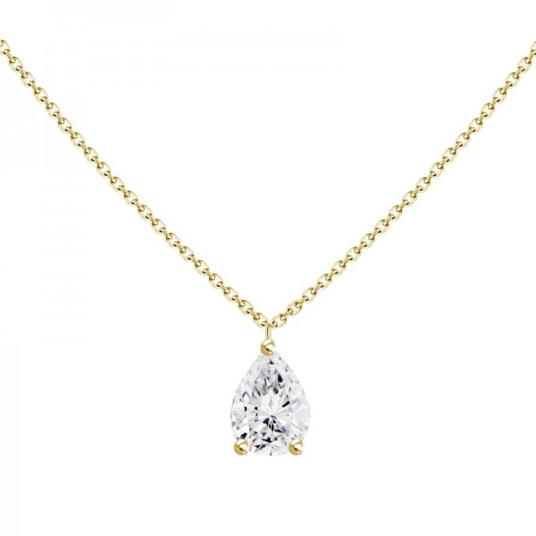 18K YELLOW GOLD PEAR DIAMOND PENDANT .32CT