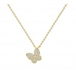 18K YELLOW GOLD DIAMOND BUTTERFLY PENDANT .07CTW