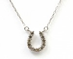 18K WHITE GOLD DIAMOND HORSESHOE PENDANT .10CTW
