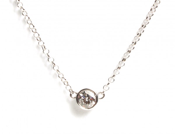 14K WHITE GOLD BEZEL SET DIAMOND PENDANT