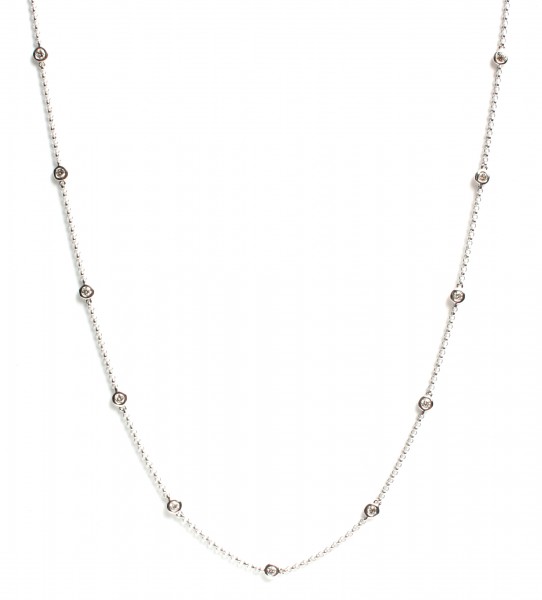14K WHITE GOLD DIAMOND STATION NECKLACE