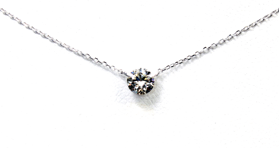18K WHITE GOLD .31CTW DIAMOND SOLITAIRE NECKLACE WITH ADJUSTABLE CHAIN