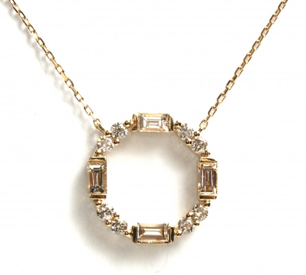 14K YELLOW GOLD DIAMOND CIRCLE PENDANT