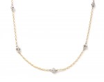 14K YELLOW GOLD DIAMOND STATION NECKLACE 18 INCHES