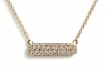14K YELLOW GOLD PAVE DIAMOND BAR NECKLACE 18 INCHES