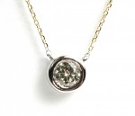14K TWO-TONED DIAMOND SOLITAIRE BEZEL PENDANT