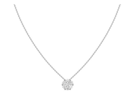18K WHITE GOLD CLUSTER DIAMOND PENDANT
