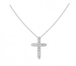 18K WHITE GOLD DIAMOND CROSS PENDANT