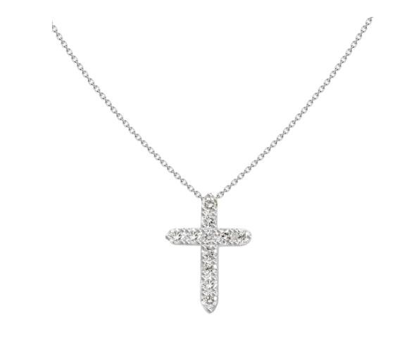 18K WHITE GOLD DIAMOND CROSS PENDANT