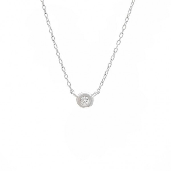 14K WHITE GOLD DIAMOND BEZEL PENDANT