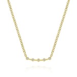 14K YELLOW GOLD DIAMOND CURVED BAR NECKLACE