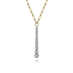 14K TWO TONE DIAMOND VERTICAL BAR NECKLACE
