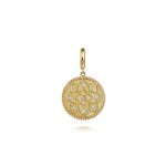 14K YELLOW GOLD DIAMOND MEDALLION PENDANT
