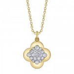 14K YELLOW GOLD DIAMOND CLOVER PENDANT