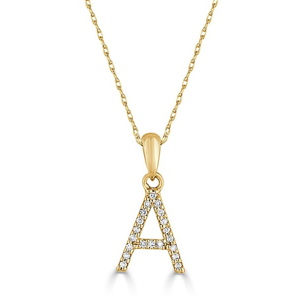 14K YELLOW GOLD DIAMOND INITAL A PENDANT