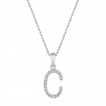 14K WHITE GOLD DIAMOND C INITIAL PENDANT