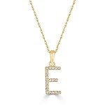 14K YELLOW GOLD DIAMOND E INITIAL PENDANT