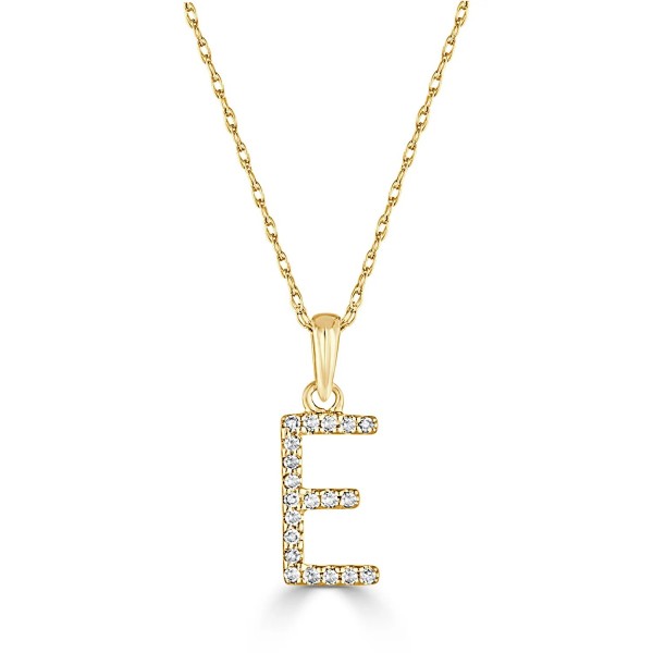 14K YELLOW GOLD DIAMOND E INITIAL PENDANT