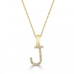 14K YELLOW GOLD DIAMOND J INITIAL PENDANT