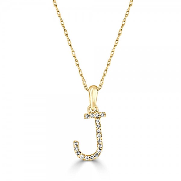 14K YELLOW GOLD DIAMOND J INITIAL PENDANT