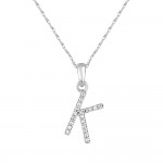 14K WHITE GOLD DIAMOND K INITIAL PENDANT